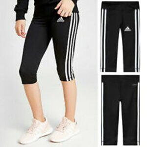 Adidas Kids Girls Black Replenishment Mid Rise Capri Crop Legging Pants Size XL